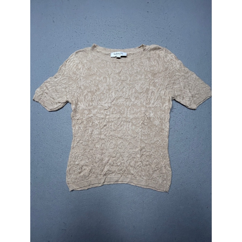 Madison Grey Top Knit Metallic Champagne Gold PS Womens